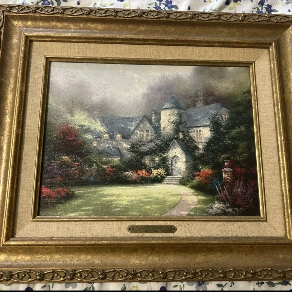 Thomas Kinkade Beyond Autumn Gate Canvas And Frame Included Certificate